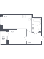 2 ккв (Евро) № 244 Корп.: 4 , Секция 1  в ЖК Живи! В Рыбацком