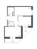 2 ккв № 309 Корп.: 39 , Секция 1  в ЖК Живи! В Рыбацком