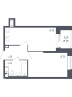 1 ккв № 70 Корп.: 4 , Секция 1  в ЖК Живи! В Рыбацком