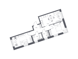 3 ккв (Евро) № 445 Корп.: 6-7 , Секция 3  в ЖК Живи! В Рыбацком
