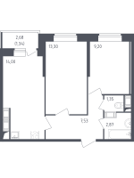 2 ккв № 597 Корп.: 4 , Секция 2  в ЖК Живи! В Рыбацком