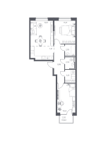 3 ккв (Евро) № 343 Корп.: 6-7 , Секция 2  в ЖК Живи! В Рыбацком