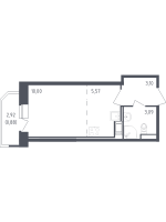 Студия № 440 Корп.: 39 , Секция 2  в ЖК Живи! В Рыбацком