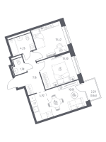 2 ккв № 455 Корп.: 6-7 , Секция 3  в ЖК Живи! В Рыбацком
