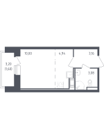 Студия № 181 Корп.: 39 , Секция 1  в ЖК Живи! В Рыбацком