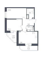 2 ккв № 649 Корп.: 4 , Секция 2  в ЖК Живи! В Рыбацком