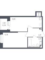 1 ккв № 637 Корп.: 4 , Секция 2  в ЖК Живи! В Рыбацком