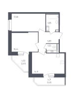 2 ккв № 528 Корп.: 39 , Секция 2  в ЖК Живи! В Рыбацком