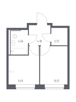 1 ккв № 238 Корп.: 96 , Секция 4  в ЖК Живи! В Рыбацком