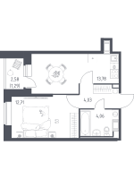 1 ккв № 400 Корп.: 4 , Секция 2  в ЖК Живи! В Рыбацком