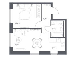 2 ккв (Евро) № 146 Корп.: 6-7 , Секция 1  в ЖК Живи! В Рыбацком