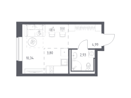 Студия № 119 Корп.: 6-7 , Секция 1  в ЖК Живи! В Рыбацком