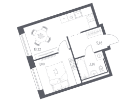 1 ккв № 568 Корп.: 6-7 , Секция 3  в ЖК Живи! В Рыбацком