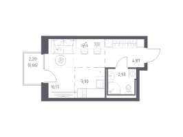 Студия № 148 Корп.: 6-7 , Секция 1  в ЖК Живи! В Рыбацком