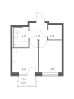 1 ккв № 363 Корп.: 96 , Секция 3  в ЖК Живи! В Рыбацком