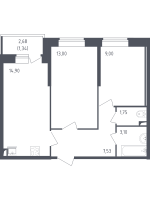 2 ккв № 22 Корп.: 4 , Секция 1  в ЖК Живи! В Рыбацком