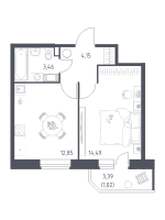 1 ккв № 99 Корп.: 4 , Секция 1  в ЖК Живи! В Рыбацком