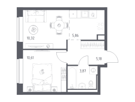 2 ккв (Евро) № 123 Корп.: 6-7 , Секция 1  в ЖК Живи! В Рыбацком