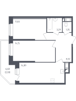 2 ккв № 196 Корп.: 4 , Секция 1  в ЖК Живи! В Рыбацком