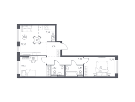 3 ккв (Евро) № 20 Корп.: 96 , Секция 6  в ЖК Живи! В Рыбацком