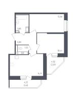 2 ккв № 267 Корп.: 39 , Секция 1  в ЖК Живи! В Рыбацком