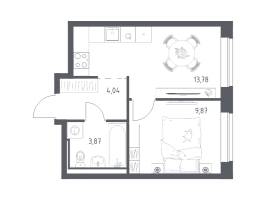 1 ккв № 18 Корп.: 6-7 , Секция 1  в ЖК Живи! В Рыбацком