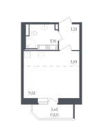 Студия № 638 Корп.: 39 , Секция 2  в ЖК Живи! В Рыбацком