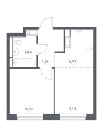 2 ккв (Евро) № 62 Корп.: 30 , Секция 2  в ЖК Живи! В Рыбацком