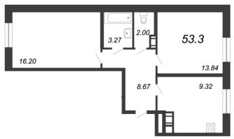 2 ккв № 14 Корп.: 22 , Секция 1  в ЖК Живи! В Рыбацком