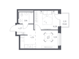 1 ккв № 143 Корп.: 6-7 , Секция 1  в ЖК Живи! В Рыбацком
