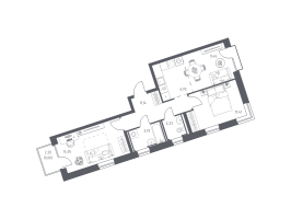 3 ккв (Евро) № 610 Корп.: 6-7 , Секция 3  в ЖК Живи! В Рыбацком