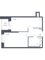 1 ккв № 371 Корп.: 39 , Секция 2  в ЖК Живи! В Рыбацком