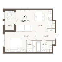 2 ккв (Евро) № 257 Корп.: 1 , Секция 5  в ЖК Знатный