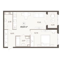 2 ккв (Евро) № 408 Корп.: 1 , Секция 8  в ЖК Знатный