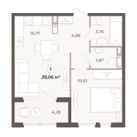 2 ккв (Евро) № 112 Корп.: 1 , Секция 2  в ЖК Знатный