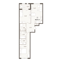 3 ккв (Евро) № 333 Корп.: 1 , Секция 7  в ЖК Знатный