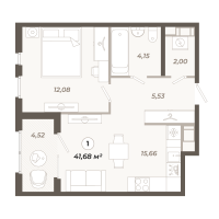2 ккв (Евро) № 145 Корп.: 1 , Секция 3  в ЖК Знатный