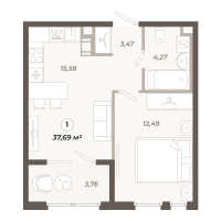 2 ккв (Евро) № 316 Корп.: 1 , Секция 6  в ЖК Знатный