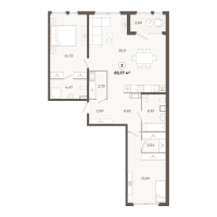 3 ккв (Евро) № 11 Корп.: 1 , Секция 1  в ЖК Знатный