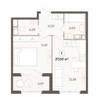 1 ккв № 425 Корп.: 1 , Секция 8  в ЖК Знатный