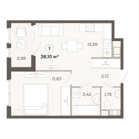 1 ккв № 183 Корп.: 1 , Секция 3  в ЖК Знатный