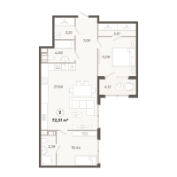3 ккв (Евро) № 73 Корп.: 1 , Секция 2  в ЖК Знатный