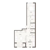 3 ккв (Евро) № 1 Корп.: 1 , Секция 1  в ЖК Знатный