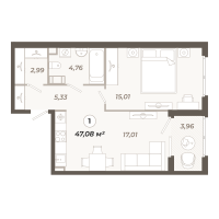 2 ккв (Евро) № 497 Корп.: 1 , Секция 10  в ЖК Знатный