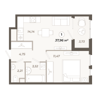 1 ккв № 116 Корп.: 1 , Секция 3  в ЖК Знатный