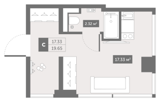 Студия № 20-1c Корп.: 1 , Секция 4  в ЖК Zoom Черная речка
