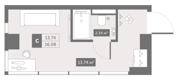 Студия № 21-1c Корп.: 1 , Секция 4  в ЖК Zoom Черная речка