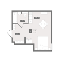 Студия № 44h Корп.: 1 , Секция 3  в ЖК Zoom Черная речка