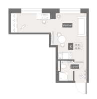 Студия № 1-1c Корп.: 1 , Секция 3  в ЖК Zoom Черная речка