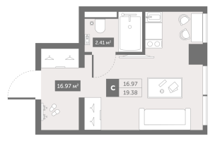 Студия № 17-1c Корп.: 1 , Секция 4  в ЖК Zoom Черная речка